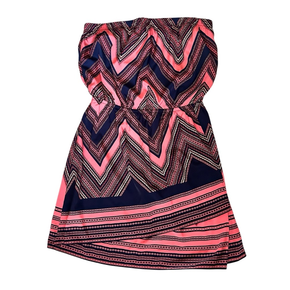 Express Size Medium Strapless Chevron Print Dress… - image 1